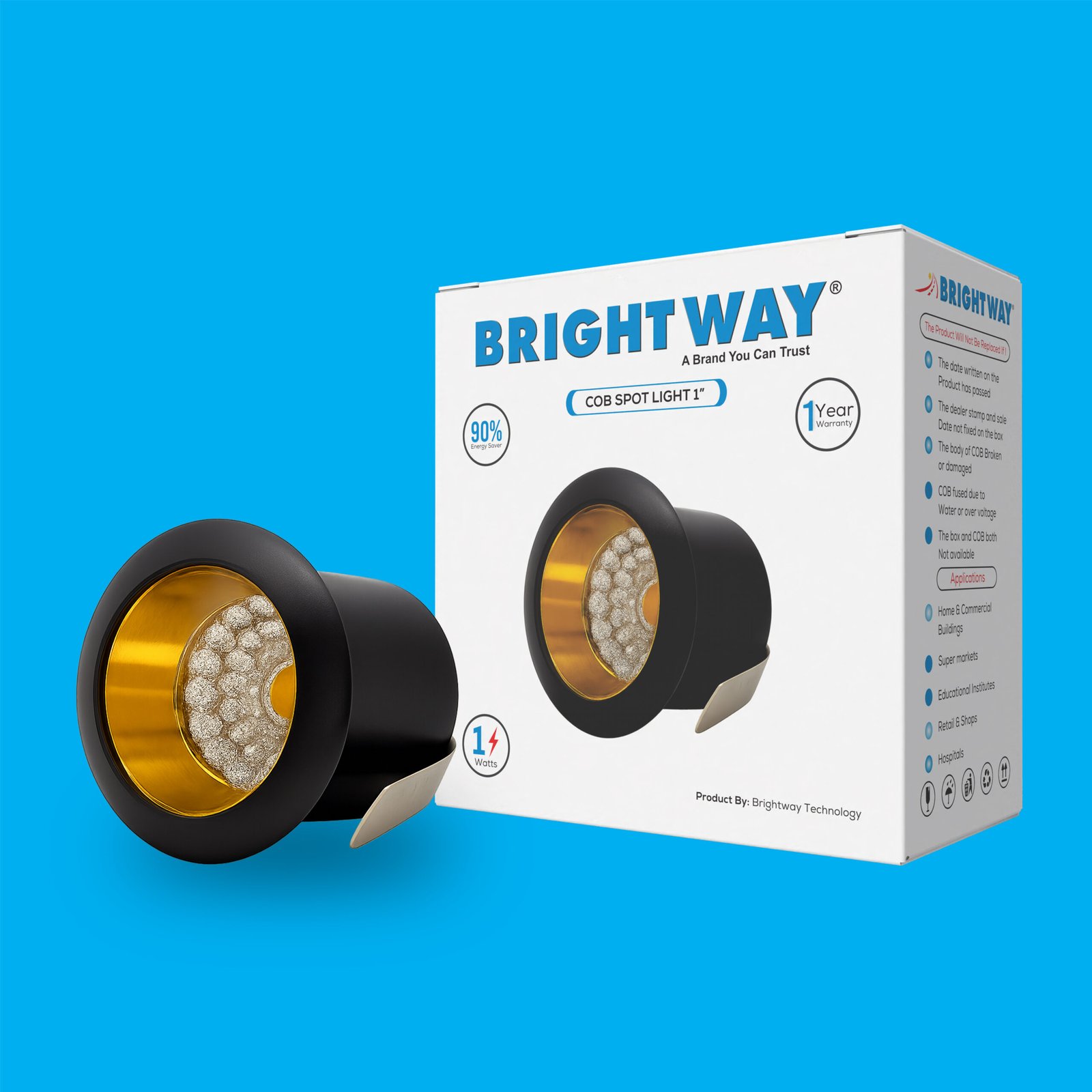 1-Wat-1-Inch-COB-Black-1-scaled-1.jpg 1 Watt 1 Inch COB Spot Light Black & Golden Body - Image 1