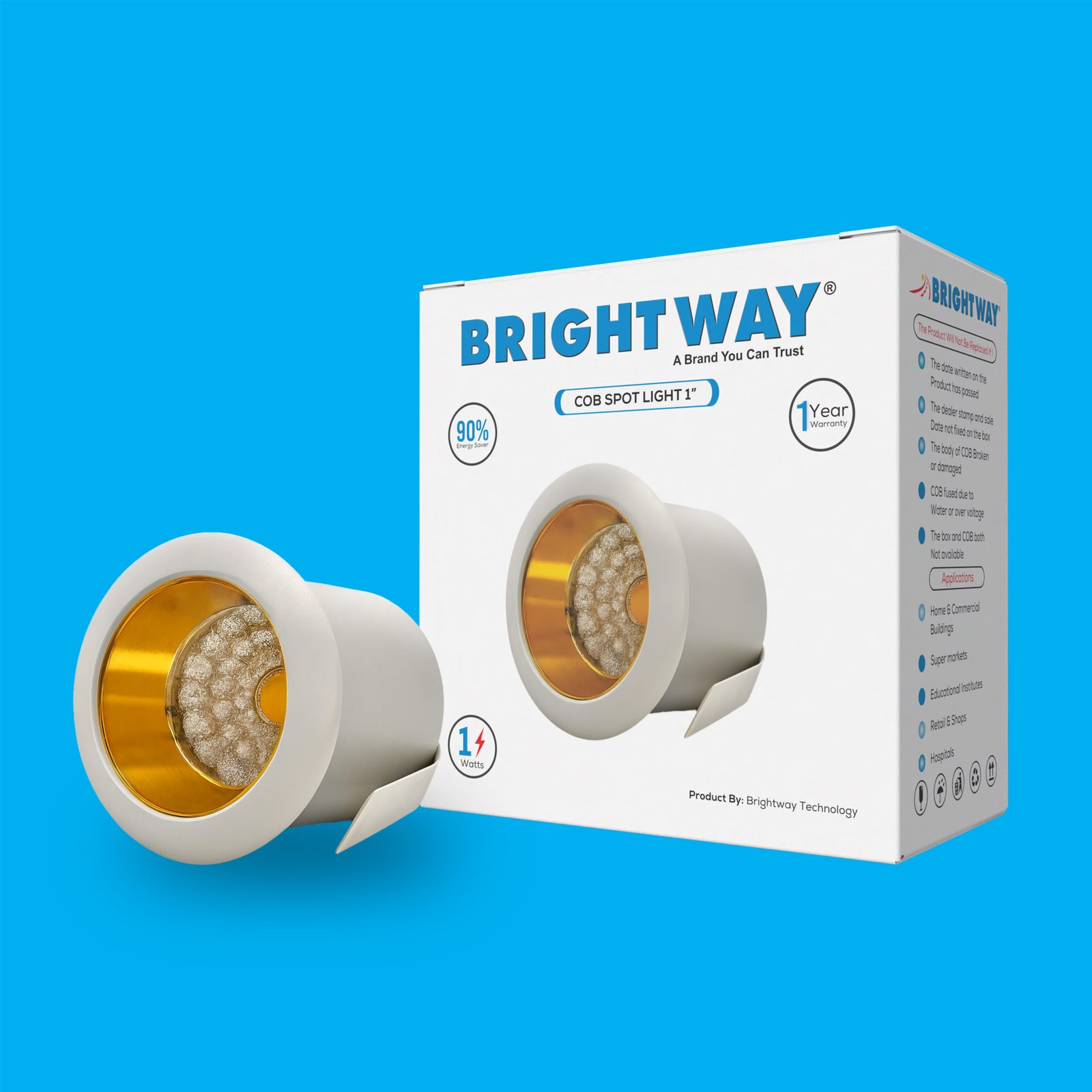 1-Wat-1-Inch-COB-White-scaled-1.jpg 1 Watt 1 Inch COB Spot Light White & Golden Body – Mini LED Accent Spotlight - Image 1