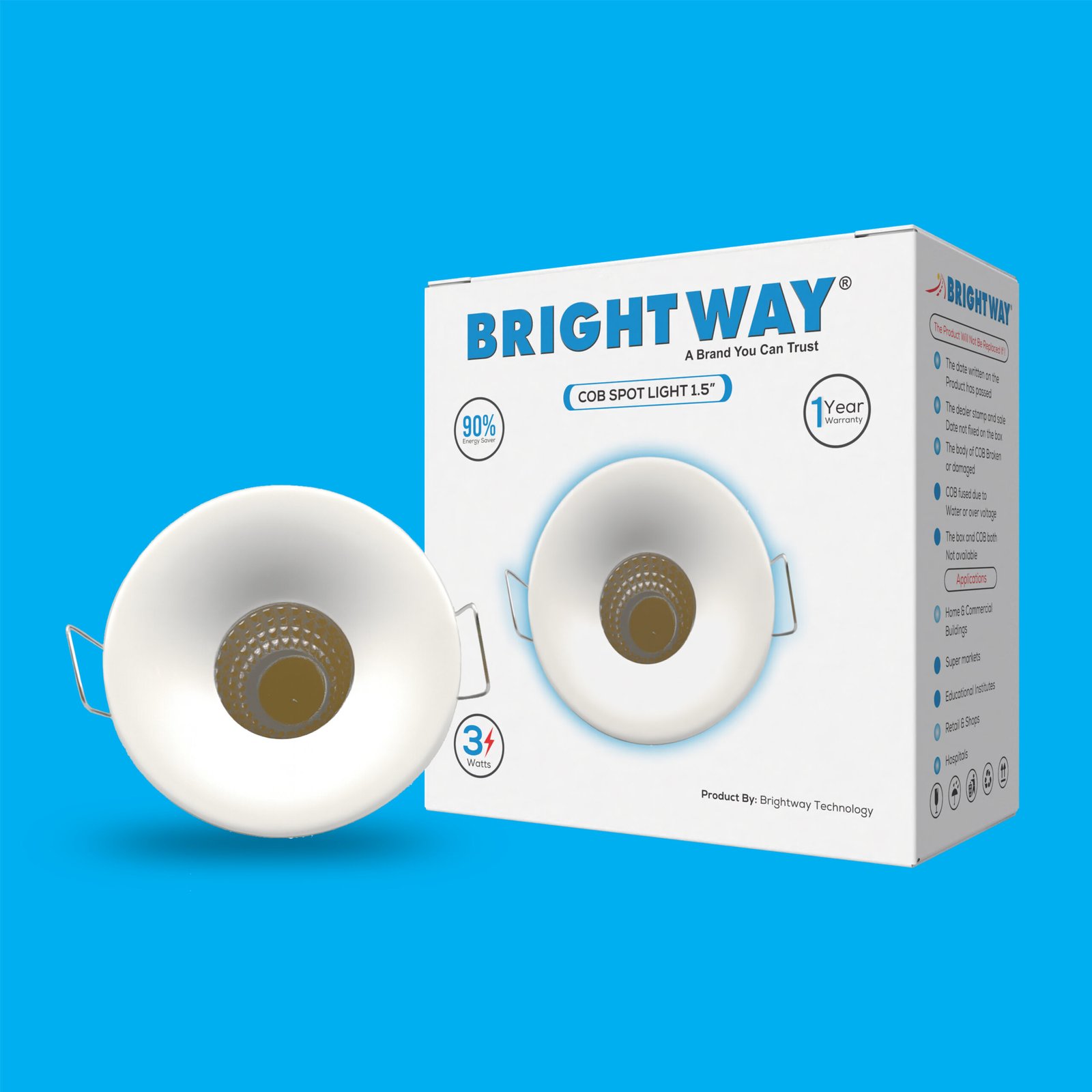 1.5-Inch-COB-White-1-scaled-1.jpg 3 Watts 1.5 Inch COB Spot Light White Body – Mini LED Ceiling Spotlight - Image 1